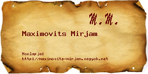 Maximovits Mirjam névjegykártya